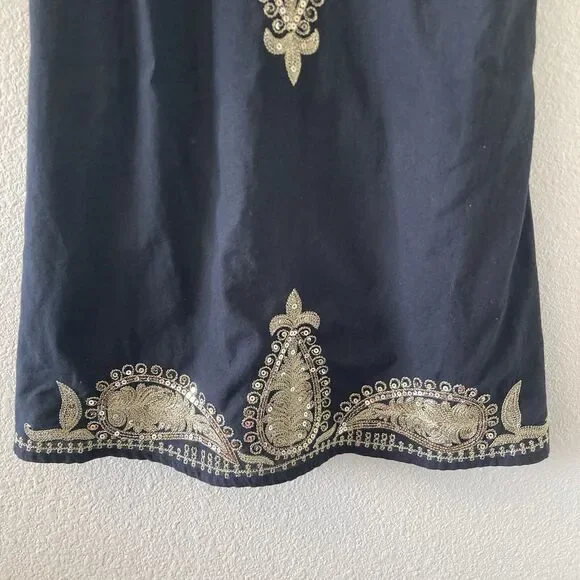 Free People Dress Women's Size 0 Black Gold Shift Sequined Fairy Whimsigoth - Picture 6 of 16